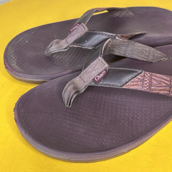 Chaco Open Toe Thong Sandals Size 8 Purple Outdoor Beach Flat Flip Flop Slides - Picture 3 of 9